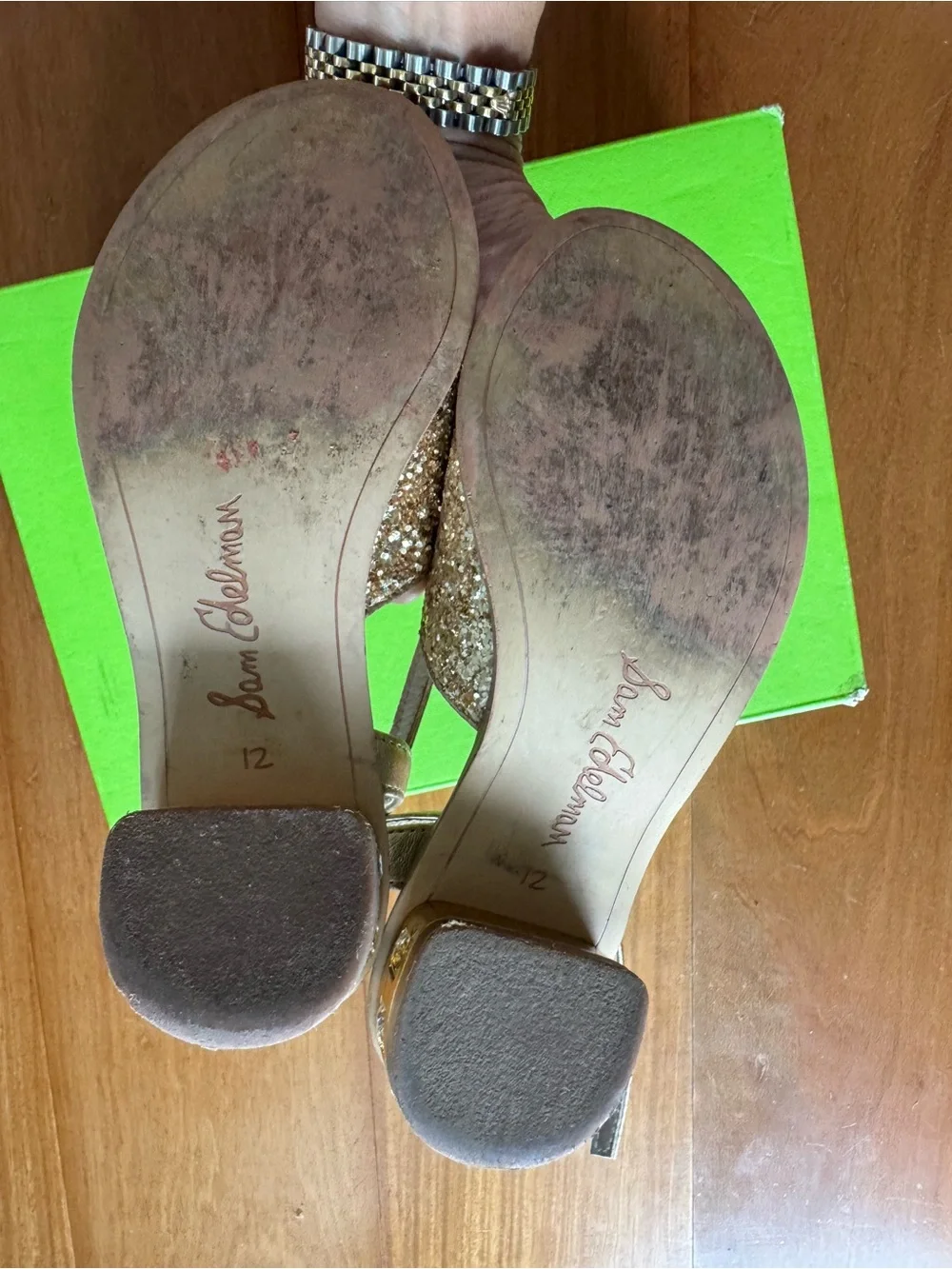 Sam Edelman Girls' Gold Glitter Slingback Sandals